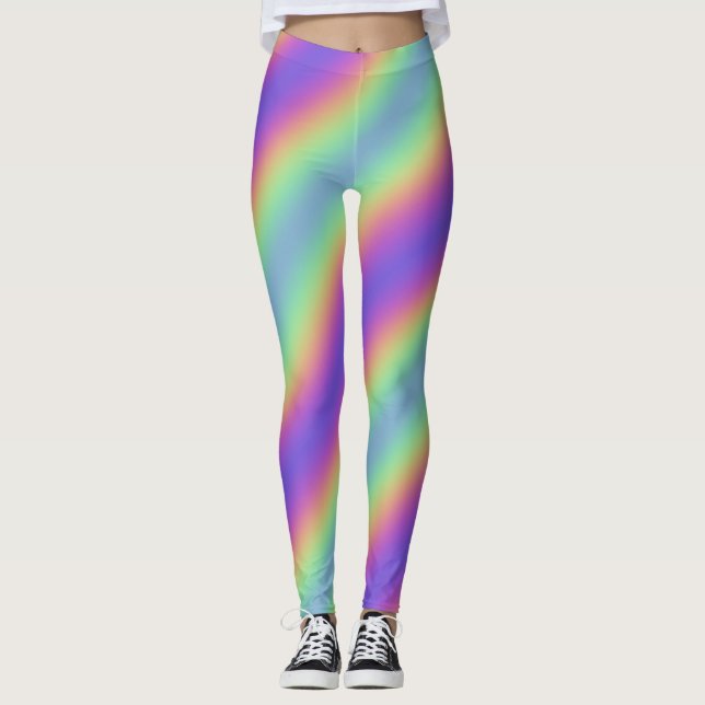 Neon Glow Rainbow Strips Leggings (Vorderseite)