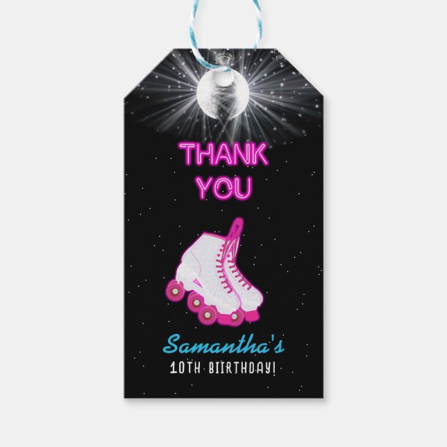 Neon Glow Roller Skaten Let's Roll Birthday Party Geschenkanhänger (Vorderseite)