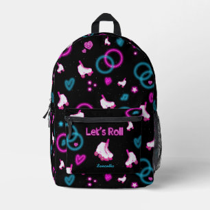 Neon Glow Roller Skaten Roll Girl Bedruckter Rucksack