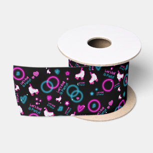 Neon Glow Roller Skaten Roll Pattern Satinband