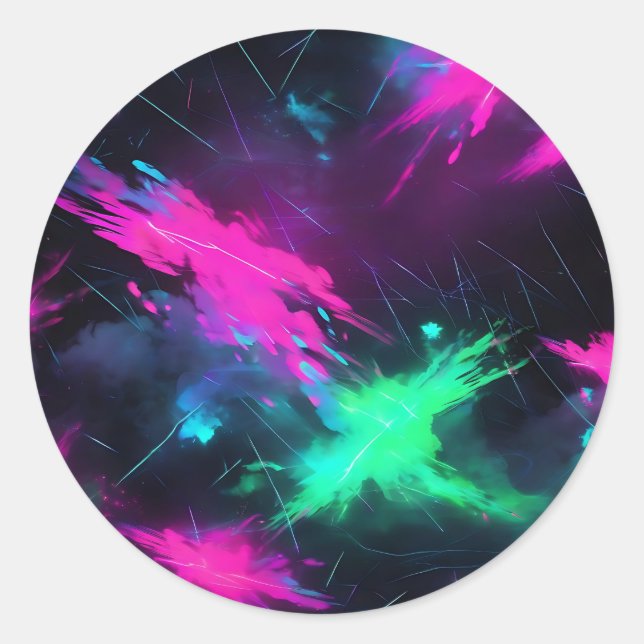 Neon Glow Runder Aufkleber (Vorderseite)