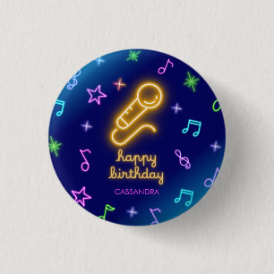 Neon Glow Singing Karaoke Birthday Button