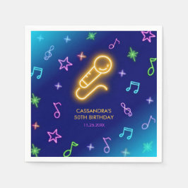 Neon Glow Singing Karaoke Birthday Serviette