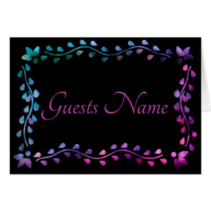 Neon Glow Sitzplatzgast Name Table Card