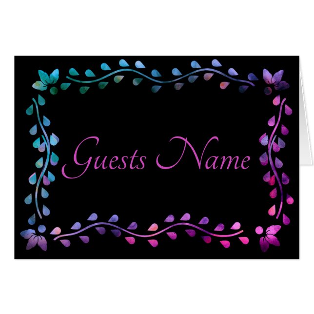 Neon Glow Sitzplatzgast Name Table Card (Vorderseite (Horizontal))