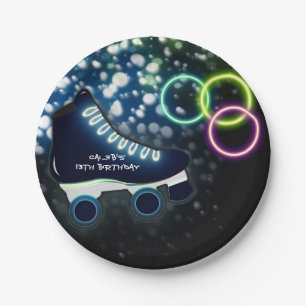 Neon Glow Skate Blue Birthday Party Skaten Pappteller