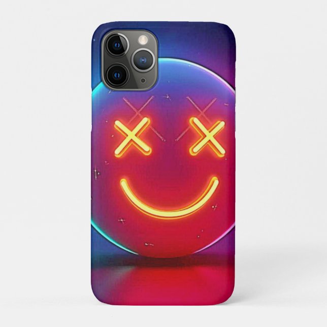 Neon Glow Smiley Case-Mate iPhone Hülle (Rückseite)
