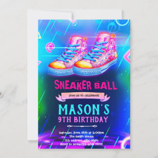 Neon Glow sneaker party invite Einladung