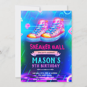 Neon-Glow-Sneakerparty-Einladung Einladung