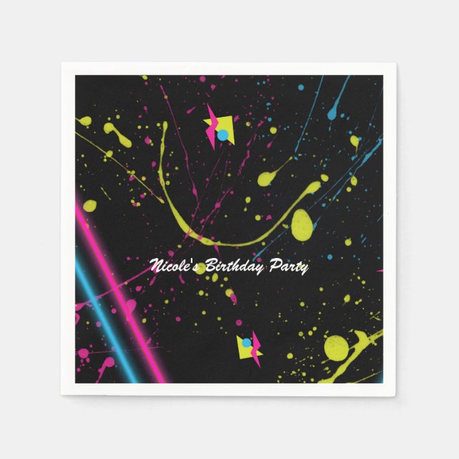 Neon Glow Spritzer der Retro Birthday Party Serviette (Vorderseite)