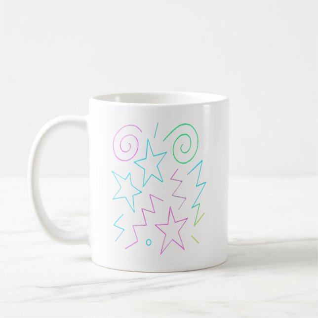 Neon Glow Stars & Wirbel Muster Kaffeetasse (Links)