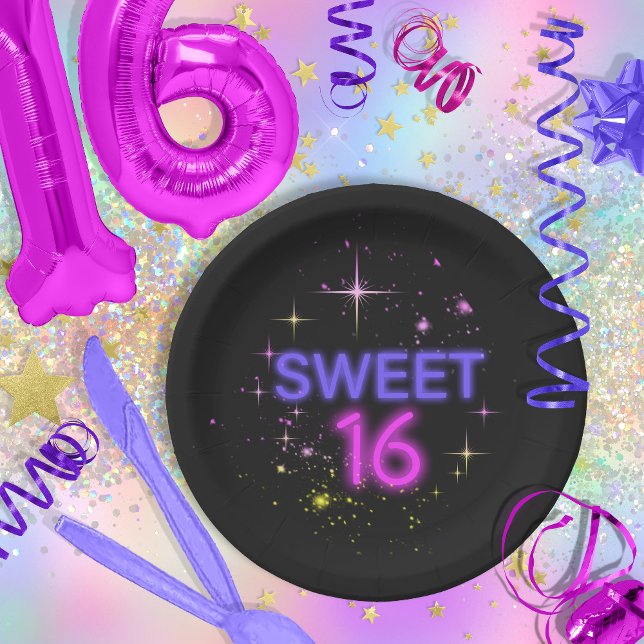 Neon Glow Sweet 16 ID760 Pappteller (Von Creator hochgeladen)
