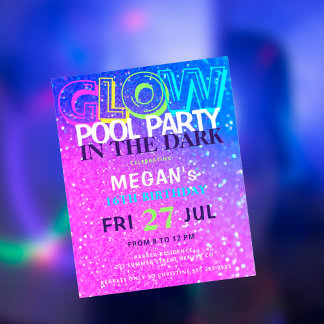 Neon-Glow-Teenies Budget-Geburtstags-Einladung