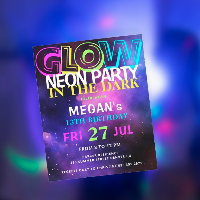 Neon Glow Tees Geburtstagsfeier Einladung (Von Creator hochgeladen)