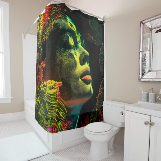 Neon Glows Beauty , Nahe Kunst Duschvorhang (Beispiel)