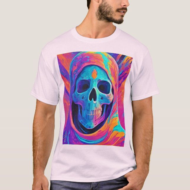 Neon Glows Skull Art T-Shirt (Vorderseite)