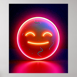 Neon-Glückliches-Gesicht-Kunst Poster