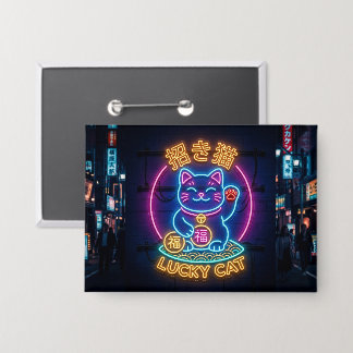 Neon Glückskatze – Japanische Straßen Maneki Neko Button