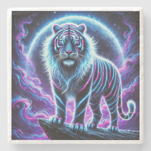 Neon Glühen Tiger Marmor Stone Untersetzer Design.