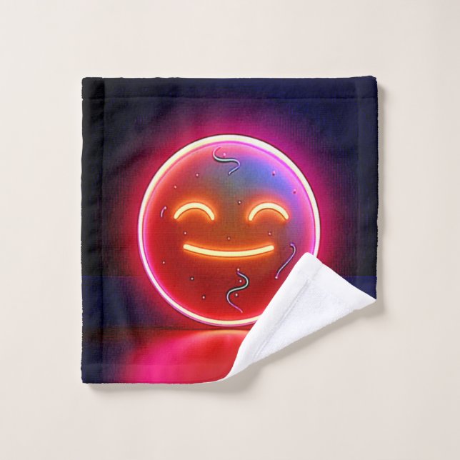 Neon-Glühende Fröhliche Gesichtskunst Badhandtuch Set (Waschlappen)
