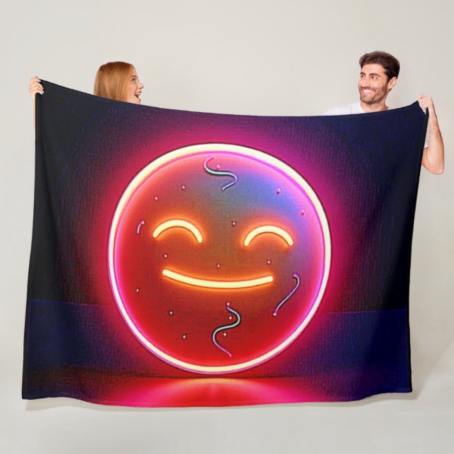 Neon-Glühende Fröhliche Gesichtskunst Fleecedecke (Beispiel)