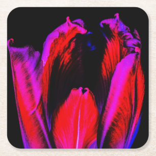 Neon-Glühende Tulpe Rechteckiger Pappuntersetzer
