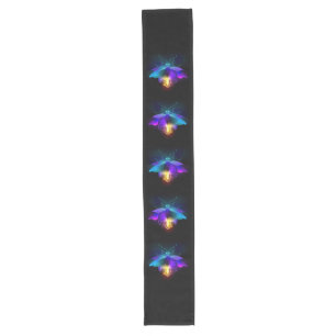 Neon-Glühwürmchen auf Schwarz Großer Tischläufer