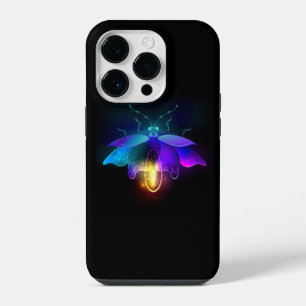 Neon-Glühwürmchen auf Schwarz iPhone 14 Pro Hülle