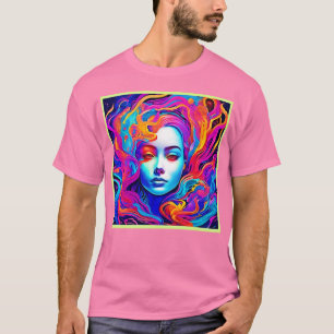 Neon Goddess mit blühendem kosmischem Haar T-Shirt