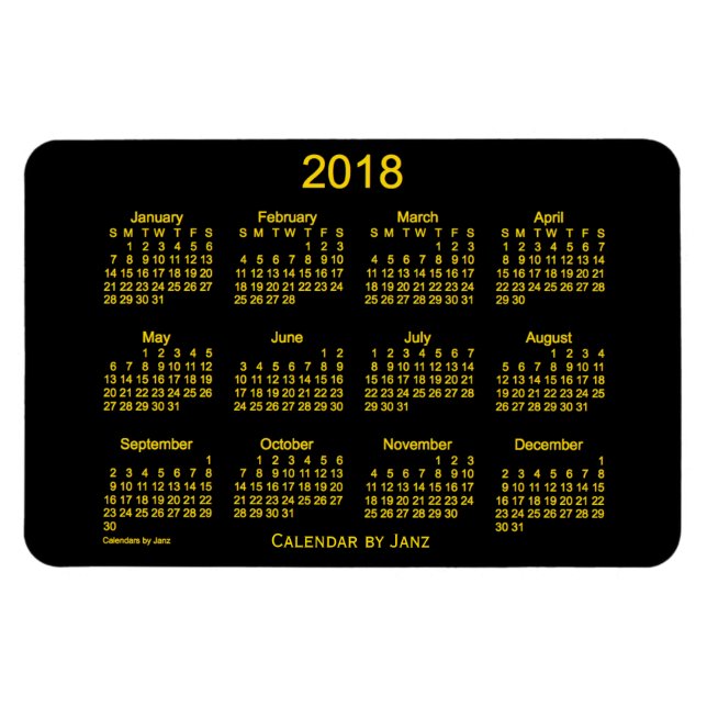 Neon Gold Kalender 2018 von Janz 4x6 Magnet (Horizontal)
