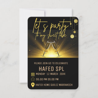 Neon Gold Light Digital Party e-invite Vorlage, B Einladung