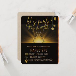 Neon Gold Light Digital Party e-invite Vorlage, B Einladung