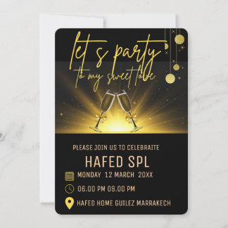 Neon Gold Light Digital Party e-invite Vorlage, B Einladung