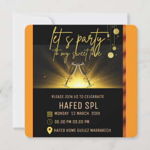 Neon Gold Light Digital Party e-invite Vorlage, B Save The Date