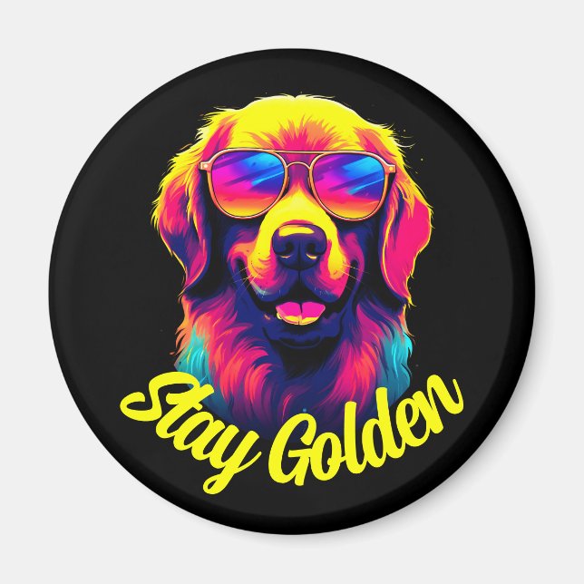 Neon Golden Retriever Magnet (Vorne)