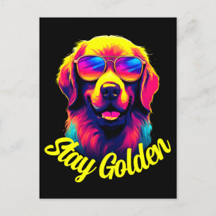 Neon Golden Retriever Postkarte