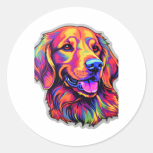 Neon Golden Retriever Runder Aufkleber