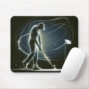 Neon Golfer Putting Golf Ball Mousepad