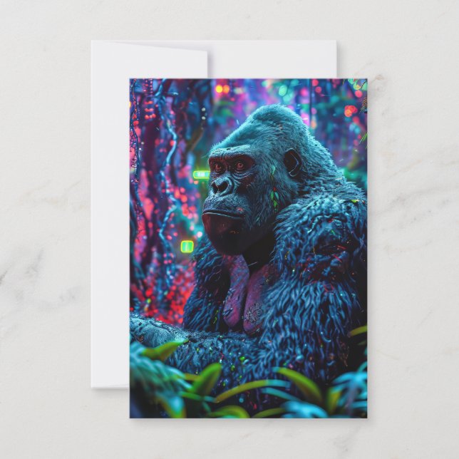 Neon Gorilla Dankeskarte (Vorderseite)