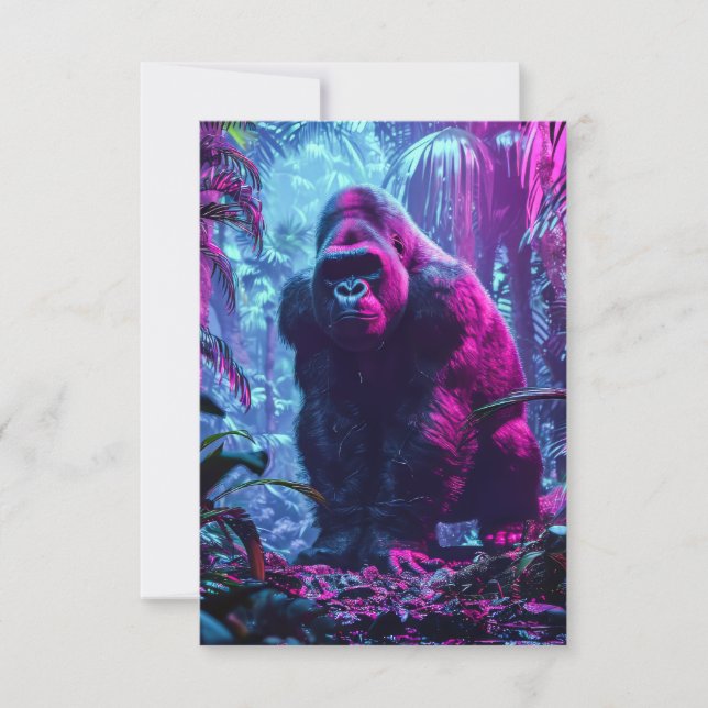 Neon Gorilla Dankeskarte (Vorderseite)