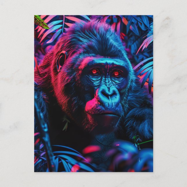 Neon Gorilla Postkarte (Vorderseite)