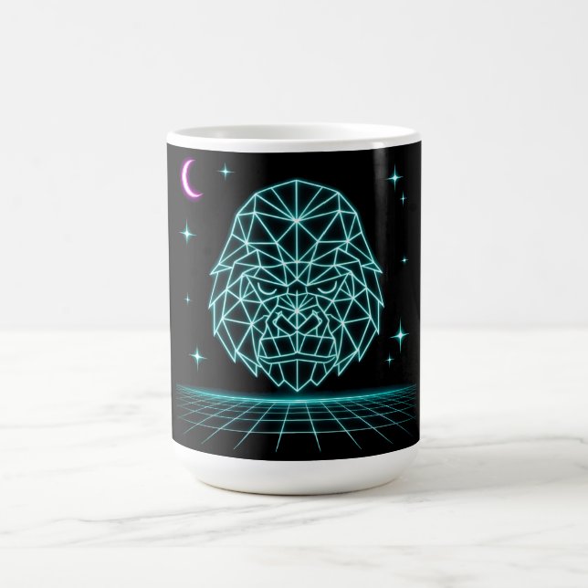 Neon Gorilla Synthwave - Retro Power Beast Kaffeetasse (Mittel)
