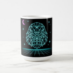 Neon Gorilla Synthwave - Retro Power Bestie Kaffeetasse