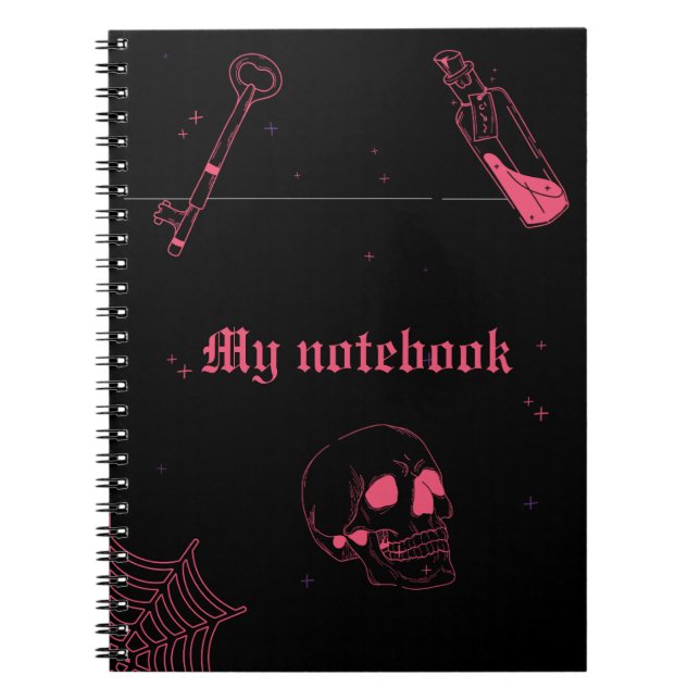 Neon Goth Notebook - Pink & Black Journal Notizblock (Vorderseite)