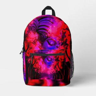 Neon-Göttin im verzauberten Wald Bedruckter Rucksack