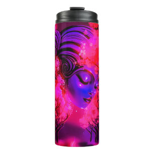 Neon-Göttin im verzauberten Wald Thermosbecher