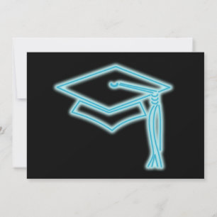 Neon Grad Cap Light Blue Einladung