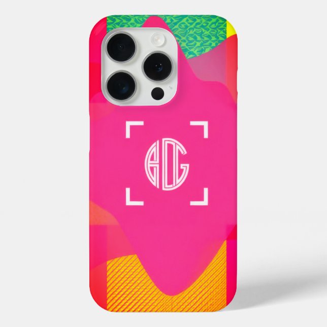 Neon Gradient Custom Monogram iPhone Case (Rückseite)