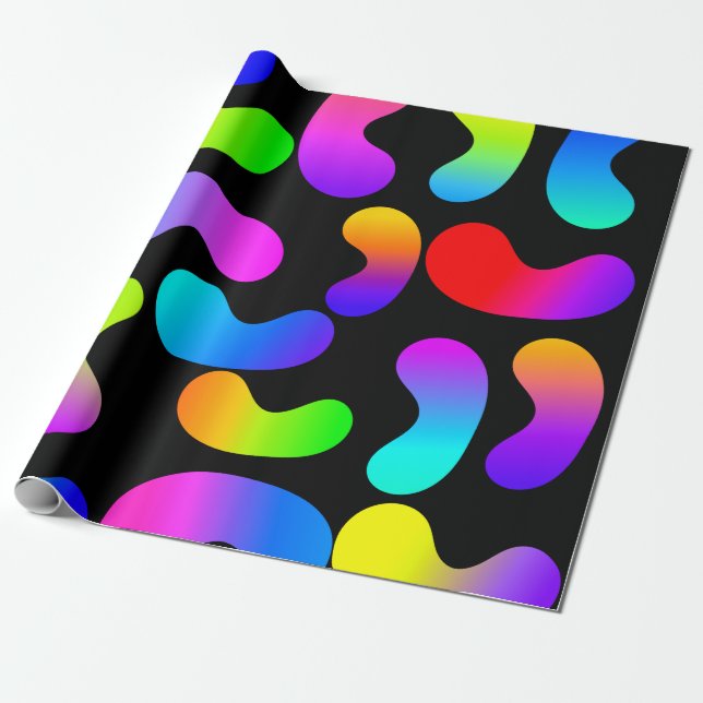 NEON GRADIENT MODERN BLACK PATTERN GESCHENKPAPIER (Ungerollt)