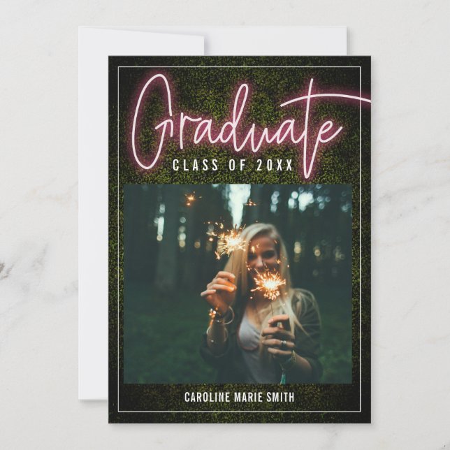 Neon-Graduate-Foto-Klasse des Abschlusses Einladung (Vorderseite)